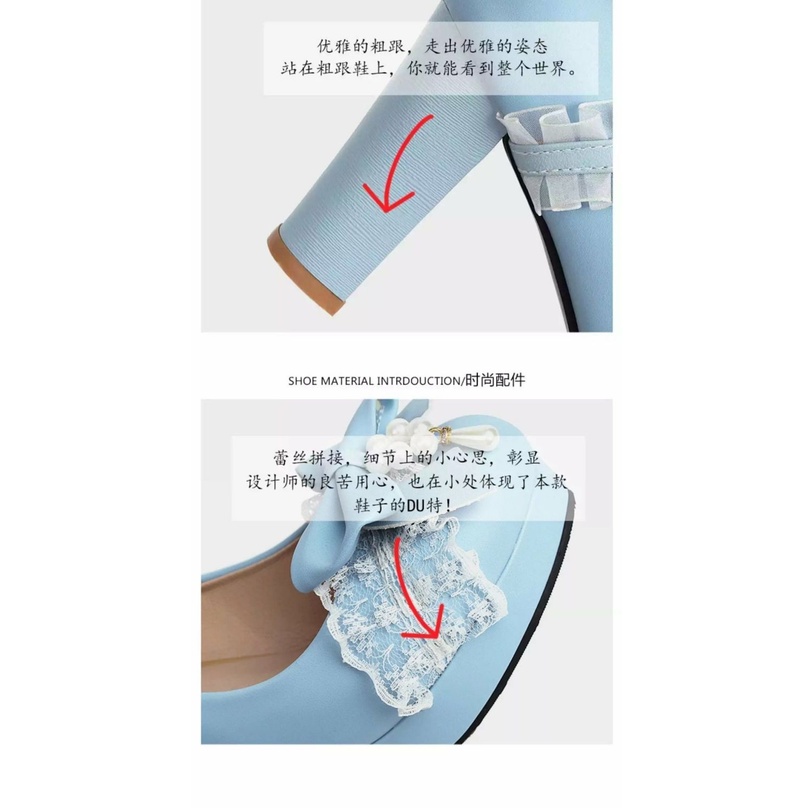 Giày Cao Gót Mũi Tròn Phong Cách Lolita Cho Nữ