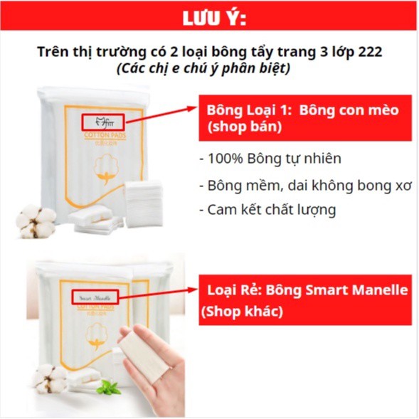 [Mẫu 2022] Sỉ- Bông tẩy trang mèo 3 lớp cotton pads 222 miếng dày dặn, mềm mịn chính hãng- Hanayuki Asia