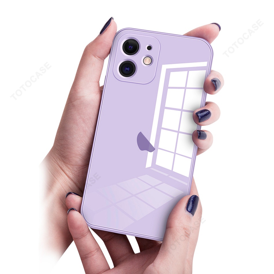 Ốp điện thoại kính cường lực in logo cho iPhone 7 Plus 11 6 6S 8 Plus 12 Pro Max X SE 2020 6SPlus 7Plus 6Plus 8Plus XS