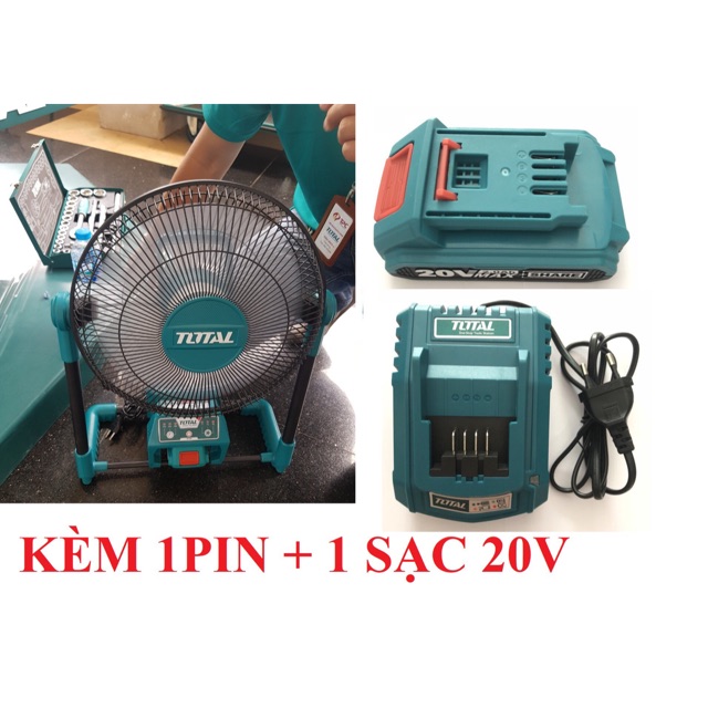 20V Quạt máy dùng pin Total TFALI2001 ( KÈM THEO PIN VÀ CỤC SẠC 20V)