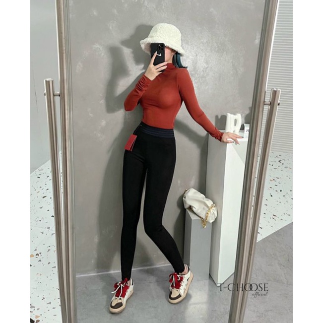 Quần legging can cạp hộp đỏ dễ mặc