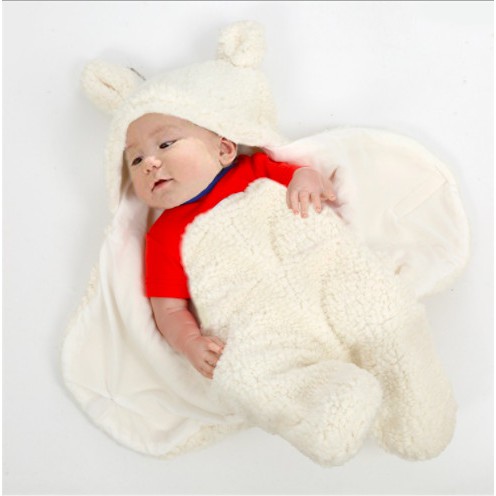 Chăn ủ lông cừu giữ ấm cho bé sơ sinh giúp bé không giật mình, chăn lông cừu MỊN KIDS
