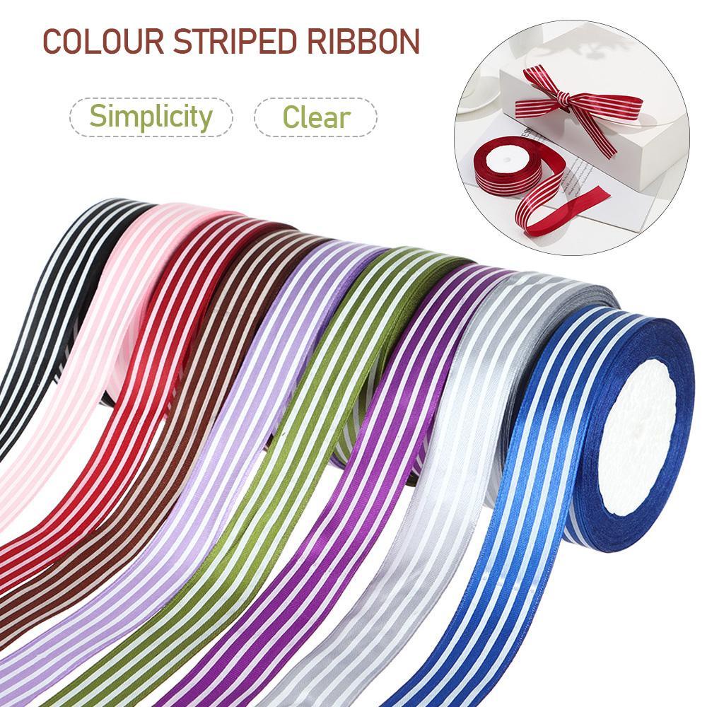 UUMIR Dây Ruy Băng Bằng Satin Kẻ Sọc 1inch 25Yard Dùng Gói Quà Tại Nhà