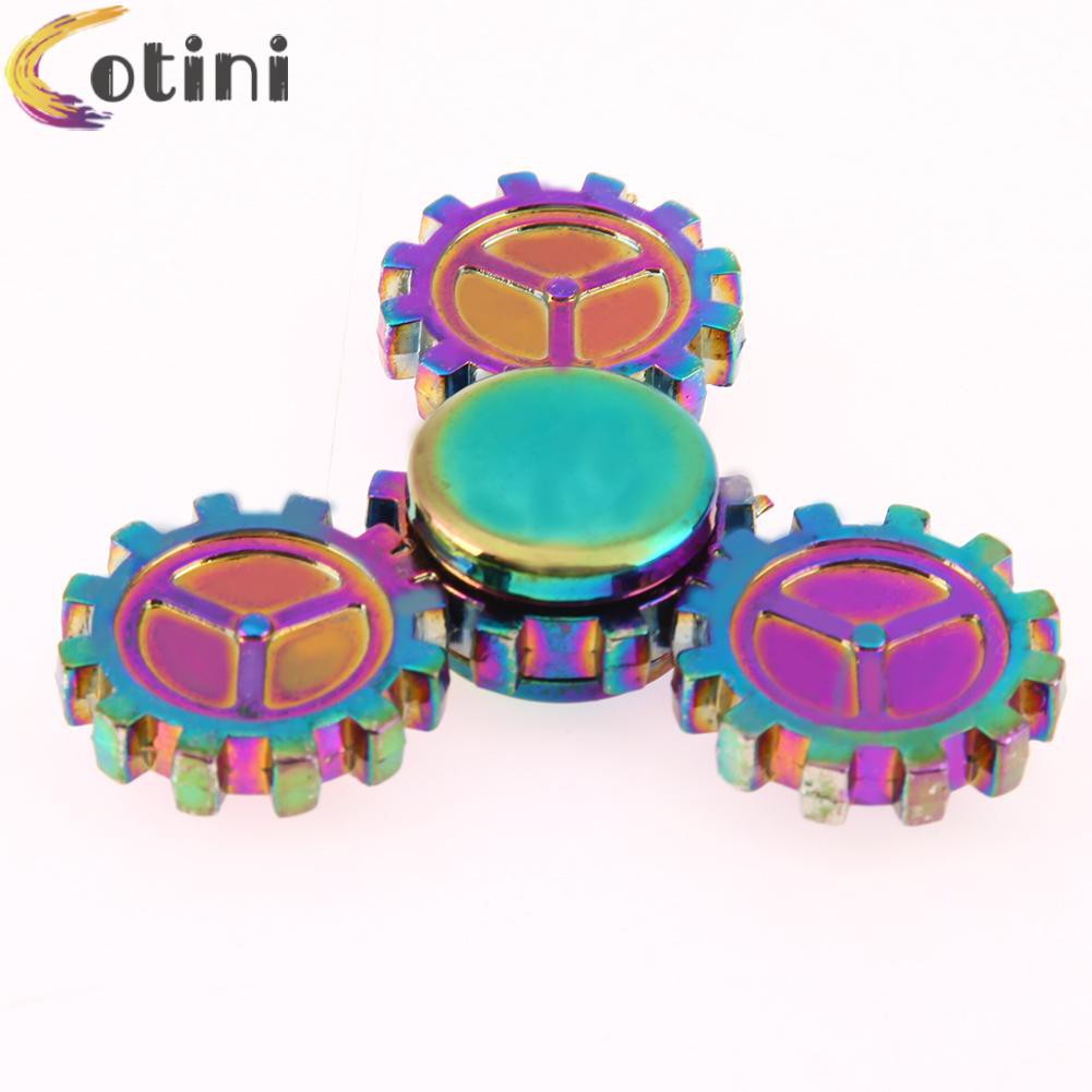 COTINI Colorful Tri-Fidget Alloy Big Gear EDC Hand Spinner Anti Stress Reliever-143216