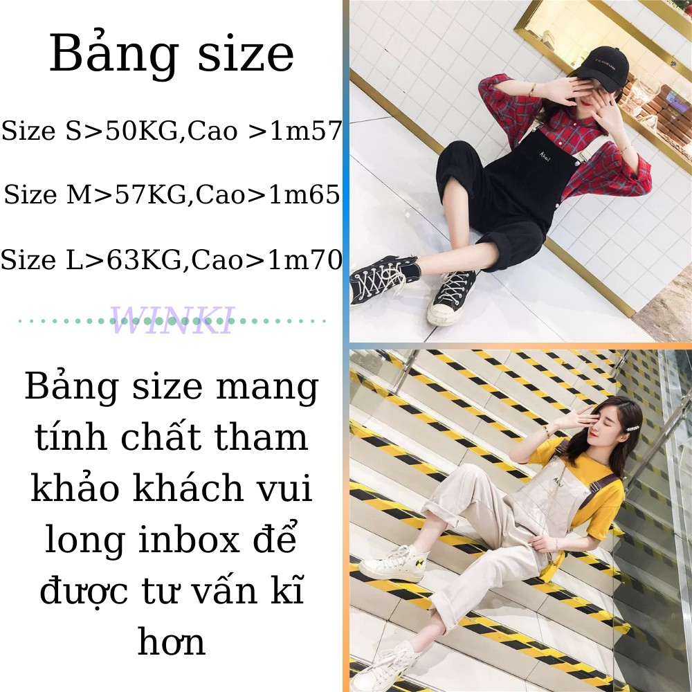 Yếm kaki, quần yếm 2 dây thêu chữ AHA hai màu ĐEN và BE 3size S,M,L