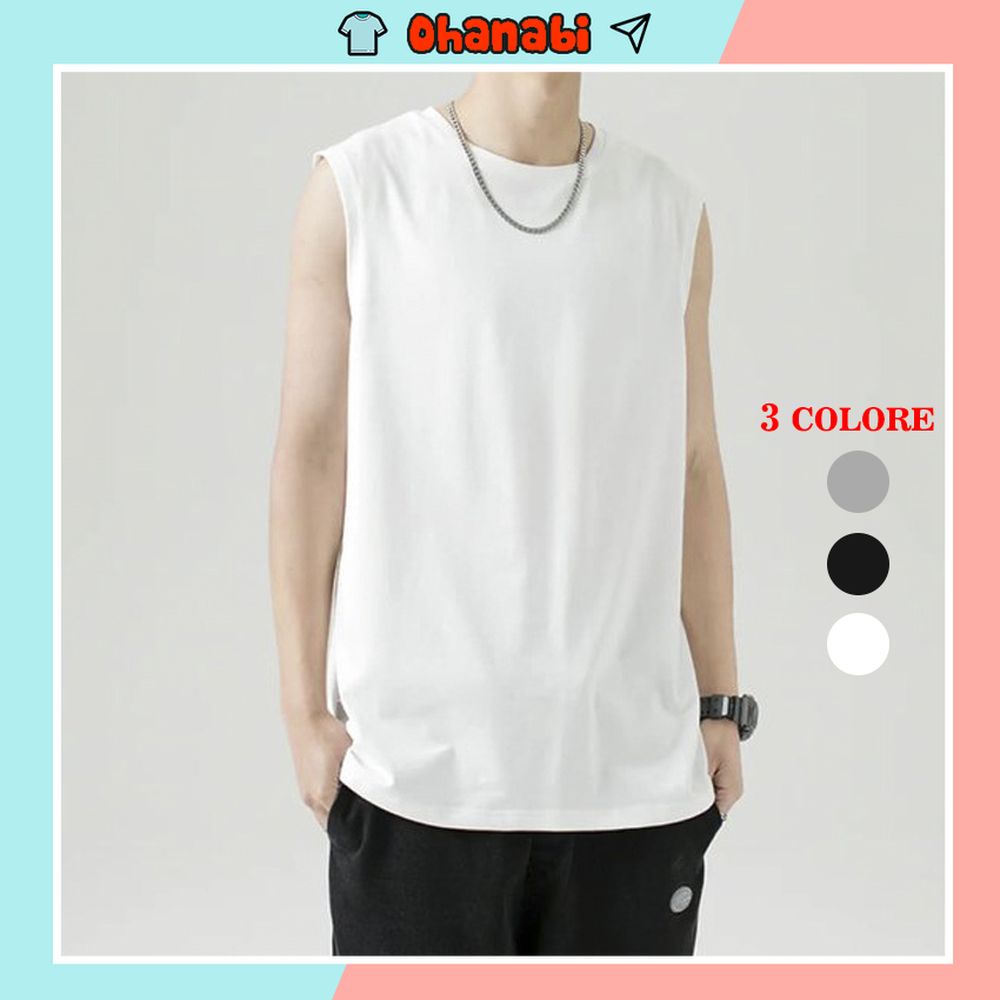 Áo tanktop nam nữ ba lỗ sát nách form rộng unisex big size vải thun cotton mềm mịn thoáng mát cao cấp OHANABI