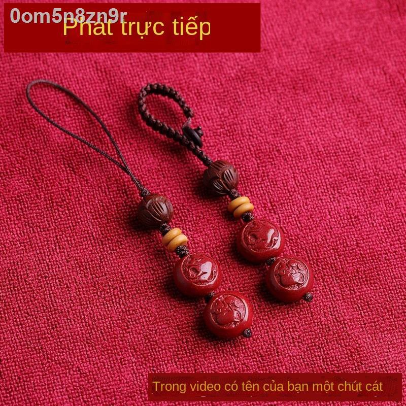 ▫Dây chuyền mặt điện thoại di động chu sa sáng tạo ba trong một Liuhe chuột bò 2021 ngựa và cừu hoàng đạo rồn