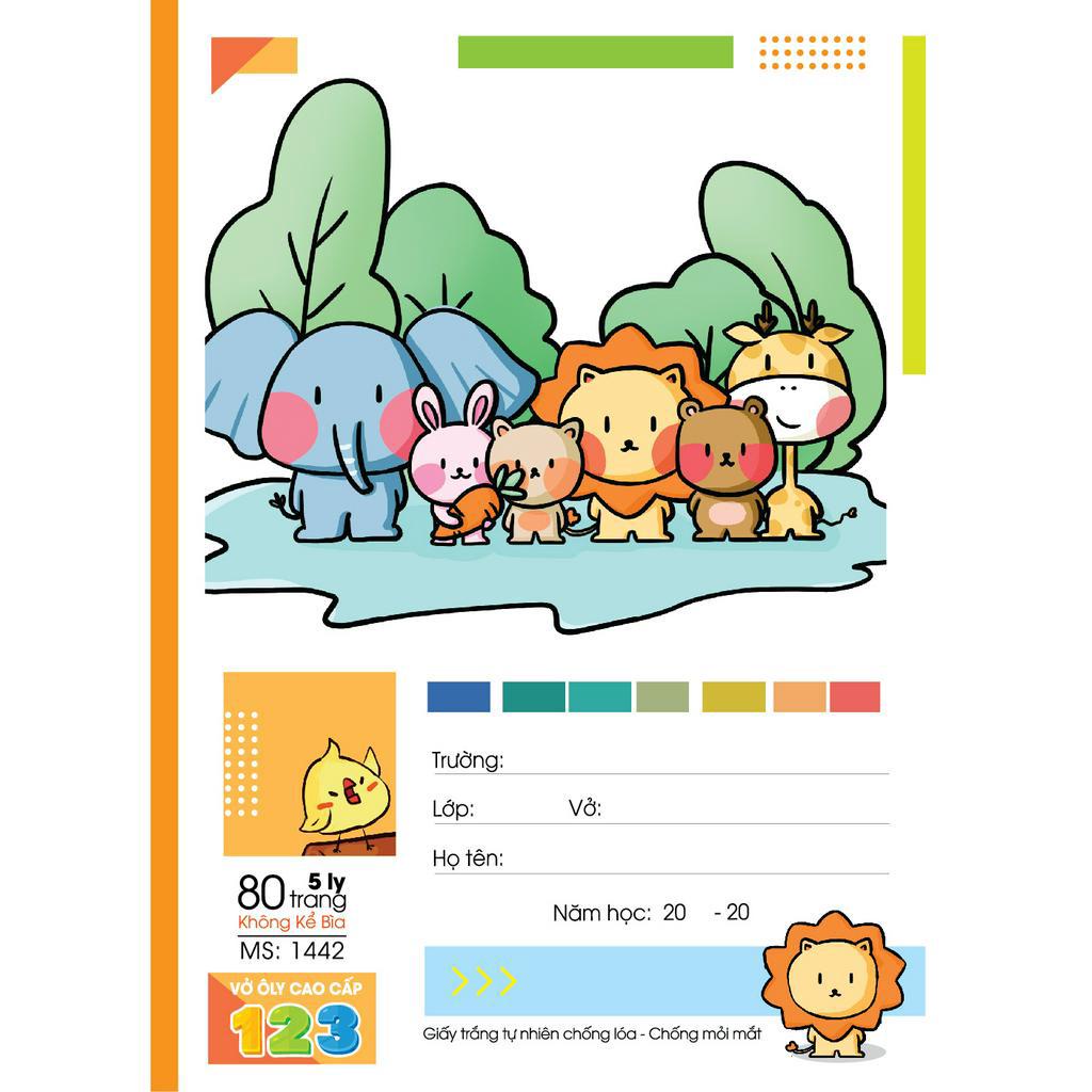 HẢI TIẾN Vở 4 ô ly cao cấp 123 (80 trang) Chống lóa Lốc 10 quyển