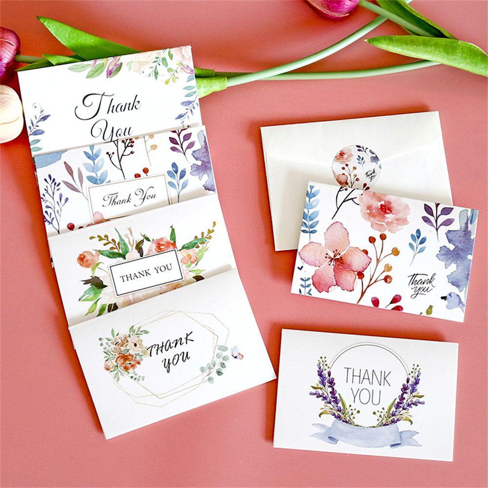 Set 6 Tấm Thiệp Cảm Ơn In Hoa Xinh Xắn
