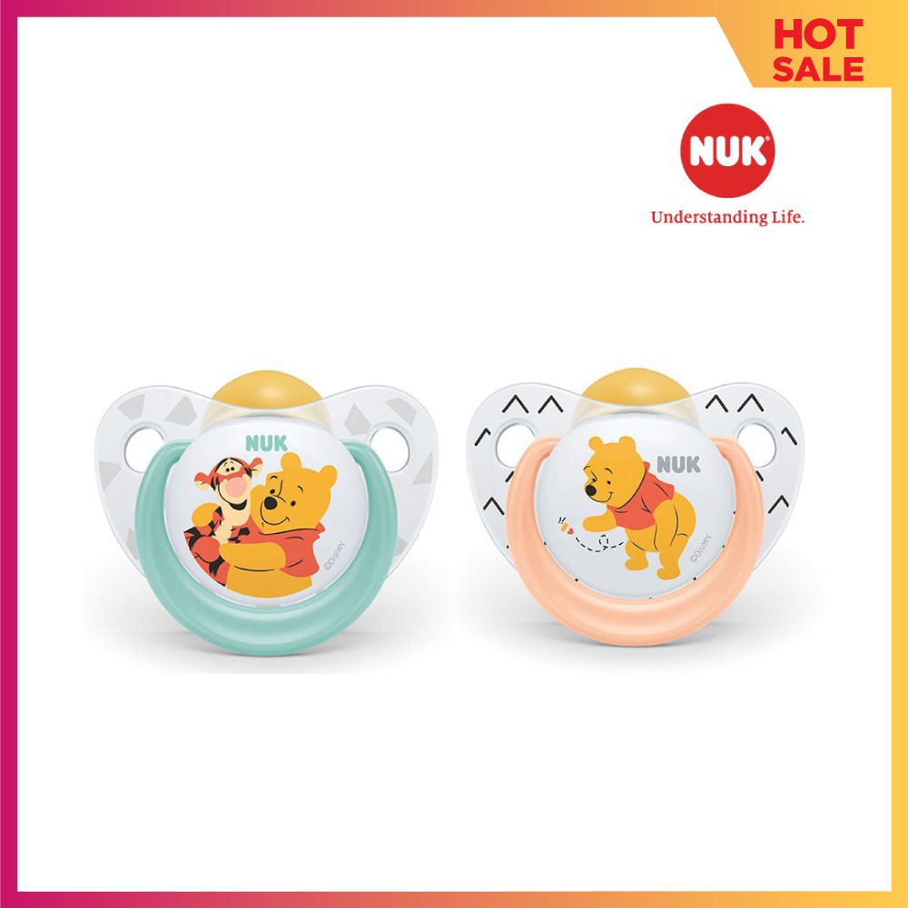 [Chính Hãng] Bộ 2 ti giả chỉnh nha NUK cao su Disney Sleeptime 0-6m, 6-18m