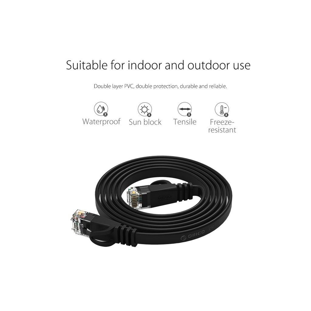 [Mã ELORDER5 giảm 10k đơn 20k] Dây Cáp Mạng Orico PUG-C6B- CAT6 (Đen) 3 mét - Hàng Chính Hãng chất lượng cao