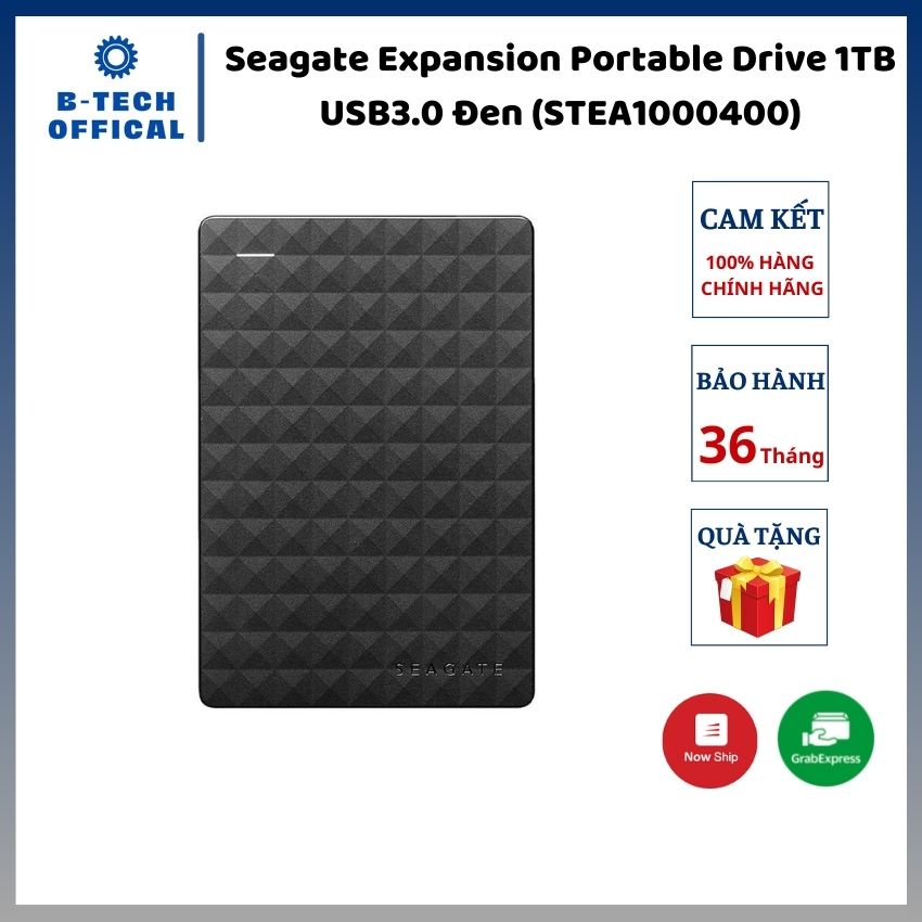Ổ cứng di động Seagate Expansion Portable Drive 1TB USB3.0 Đen (STEA1000400) - Hàng chính hãng