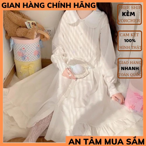 Đầm babydoll nữ, babydoll dáng dài đuôi cá khuy cài, đầm nữ xòe tay bồng, đầm trắng, đầm ulzzang, đầm dự tiệc, đầm suông