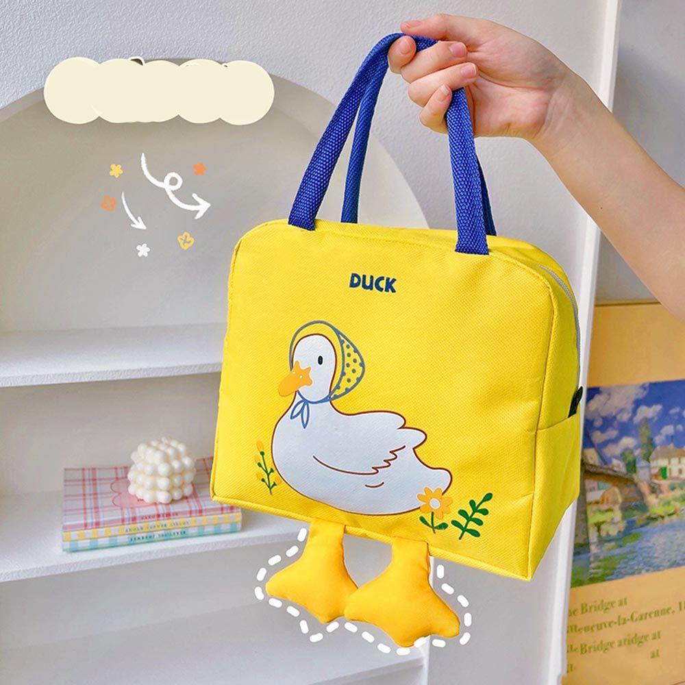 Túi Đựng Hộp Cơm Trưa Giữ Nhiệt Chống Thấm Nước In Hình Vịt Dễ Thương Tiện Dụng