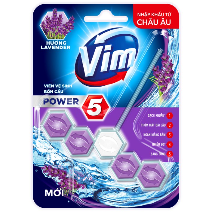 Combo 2 Viên Vệ sinh bồn cầu VIM POWER 5 sạch khuẩn thơm mát 55g/viên