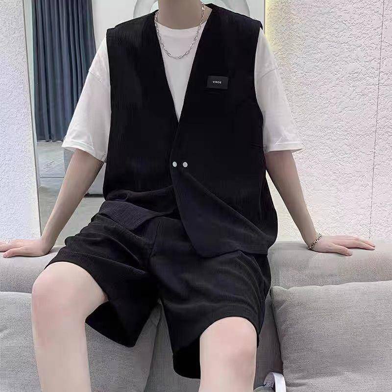 Set Đồ Ba Món Phong Cách Hàn Quốc Thời Trang Mùa Hè Cao Cấp Cho Nam