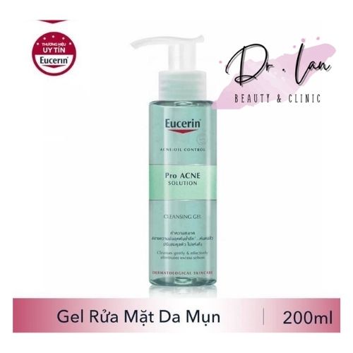 Sữa Rửa Mặt Eucerin Cho Da Dầu Mụn- Eucerin Pro ACNE Solution Cleansing Gel 200ml Acne Oil Control Proacne