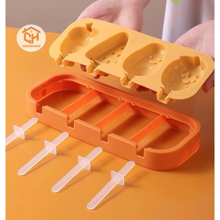 Khuôn Làm Kem Cute Đáng Yêu Có Nắp Đậy, Khuân làm kem silicon