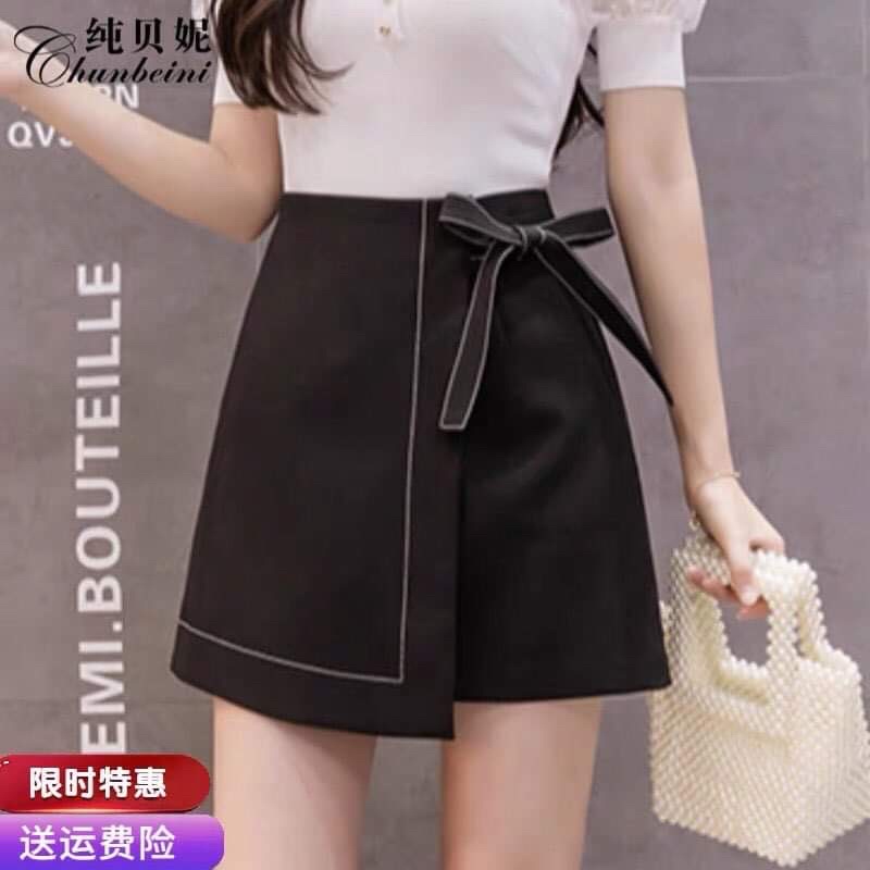 Chân váy viền chỉ thắt nơ eo HSU1