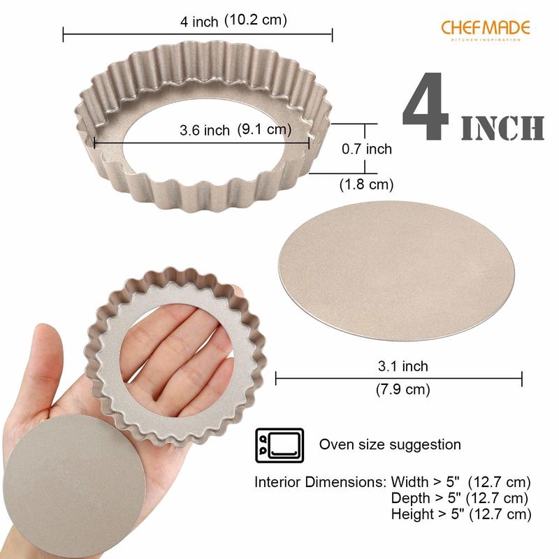 Set 4 khuôn làm bánh trứng CHEF MADE WK9022-4 mini đáy rời 4 inch không dính