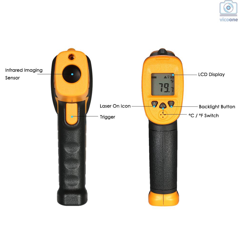 🔨  SMART SENSOR Mini Handheld Non-contact LCD Infrared Thermometer -32~550°C/-26~1022°F 12:1 Temperatur