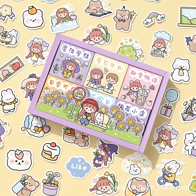 Hộp 50 Sticker rời, hộp nhỏ xinh xỉu - shopliam