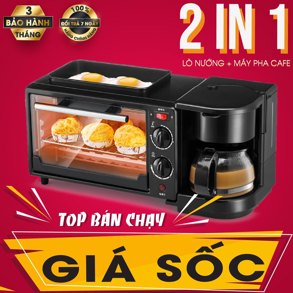[ĐẨY TỒN BÁN LỖ] Lò nướng thịt, bánh, kiêm máy phá cà phê thông minh ( tặng kèm set 3 thìa)