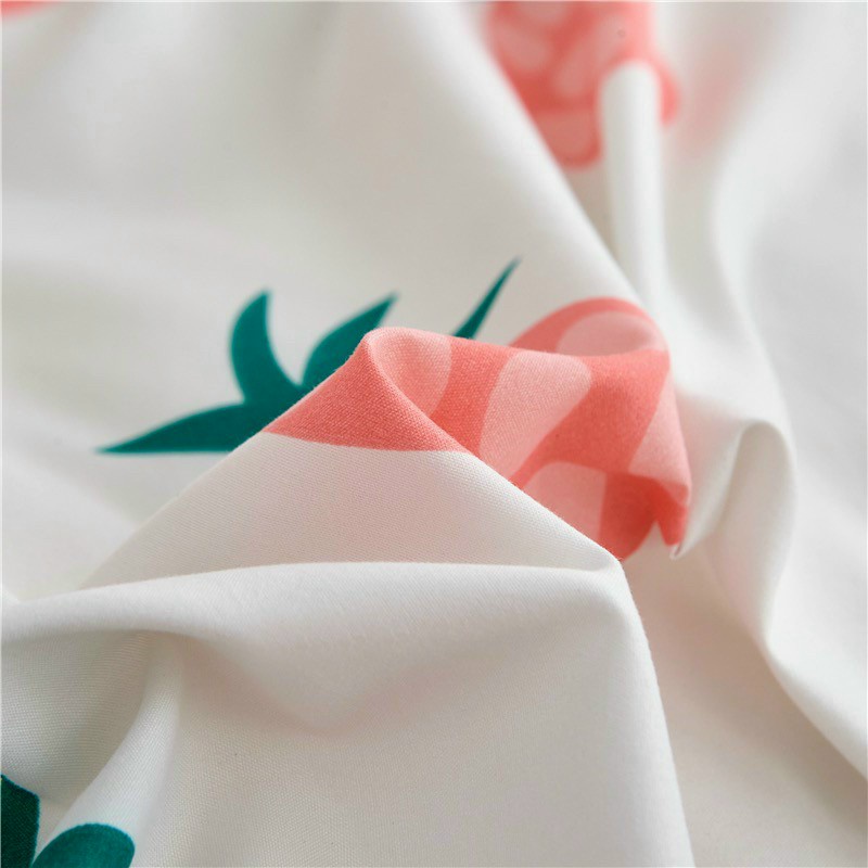 Bộ chăn ga gối poly cotton HQ Quả dứa, quả thơm đáng yêu nhập khẩu cao cấp - Bo chun ga miễn phí