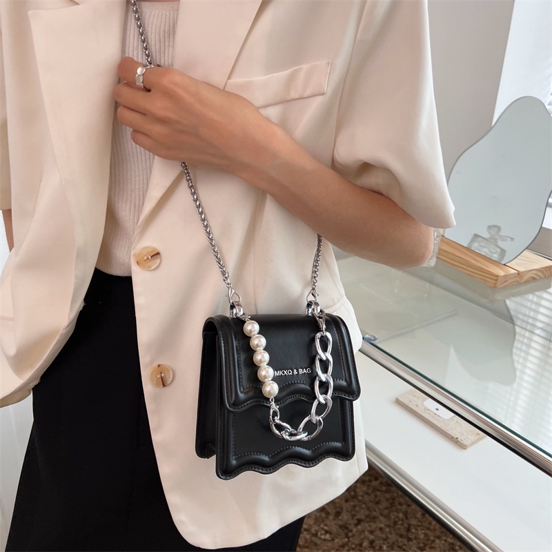 JASMIN NOIR Túi Đeo Chéo Da PU Phối Dây Xích Thời Trang Nữ