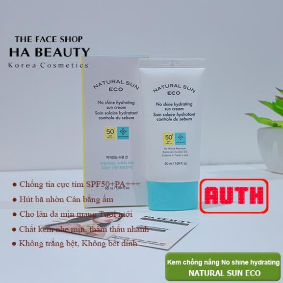 [AUTH] Kem chống nắng Natural Sun Eco No shine hydrating sun cream SPS 50+PA+++