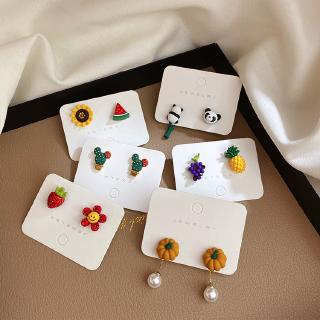 DDFI - Cartoon Fun Cute Earrings Fruit and Vegetable Flowers Panda Fresh New Earrings x