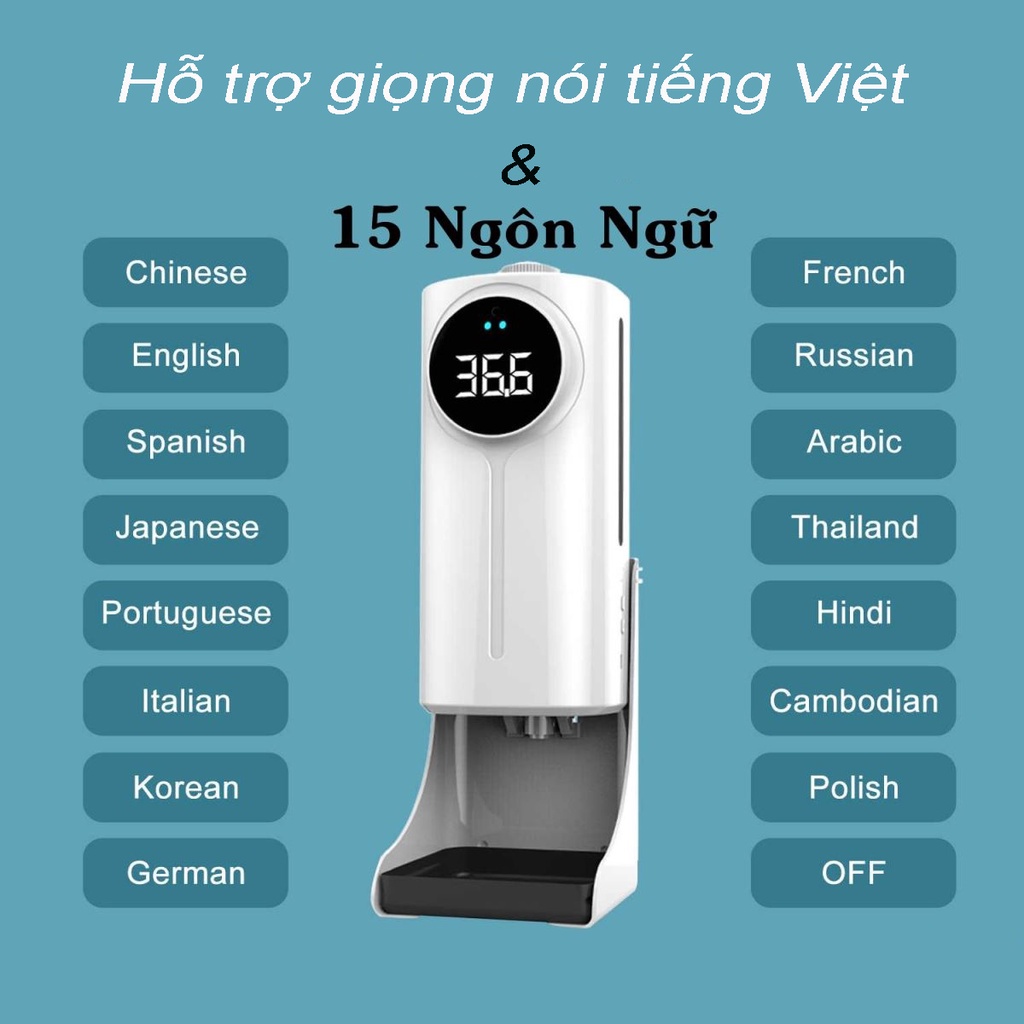 Máy rửa tay tự động, máy đo thân nhiệt, máy tích hợp 2 in 1 đo thân nhiệt và phun cảm ứng rửa tay khử trùng K9Pro