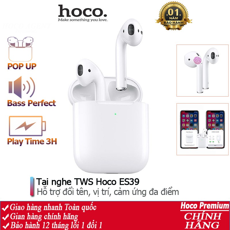 Tai nghe Airpot Hoco ES39 cửa sổ Pop Up, hỗ trợ định vị, đổi tên, cảm ứng đa điểm, Bluetooth nhét tai - Chính hãng