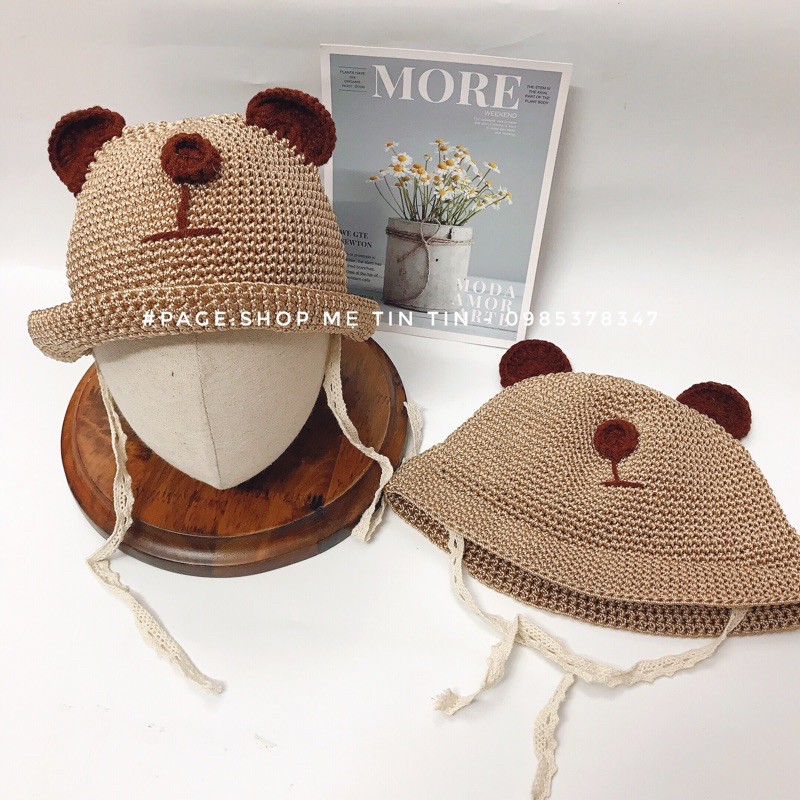 Mũ sợi hanmade -hình gâu size:0-2y,2-5y