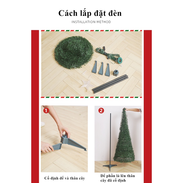 [ĐẦU CẮM ĐIỆN] BỘ đèn LED cây thông điều khiển từ xa 1.2M 1.5M 1.8M trang trí DECOR giáng sinh đầy đủ màu sắc MOXI.