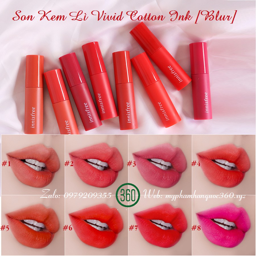 [New] Son Kem Lì Mịn Nhẹ Innisfree Vivid Cotton Ink [Blur] 4g