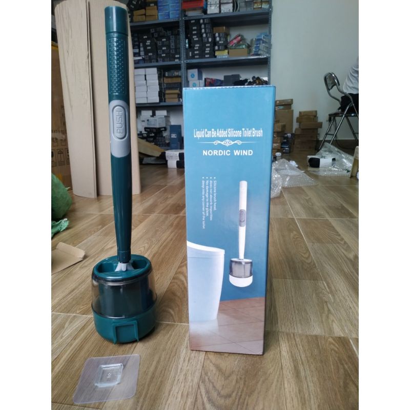 Chổi Cọ bồn cầu có hộp dán tường cao cấp, Cọ bồn cầu silicon thông minh