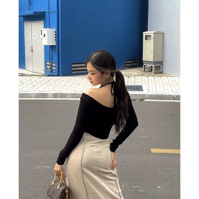 Áo Thun Kiểu Hở Vai Cột Dây Trendy A58