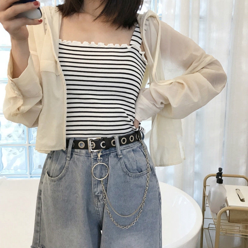 Thắt Lưng Đơn Giản Phối Dây Xích Phong Cách Retro Harajuku