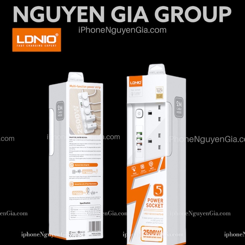 Ổ cắm điện đa năng sạc nhanh 5 cổng LDNIO tại nguyễn gia group cao đạt quận 5