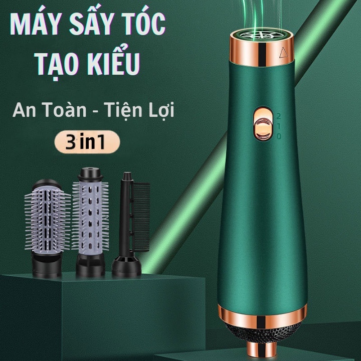 Máy sấy tóc 4 chế độ - uốn tạo bồng tóc đa năng 4 trong 1 - Tặng kèm 3 Đầu 3 đầu lược duỗi thẳng, uốn xoăn, tạo bồng bền