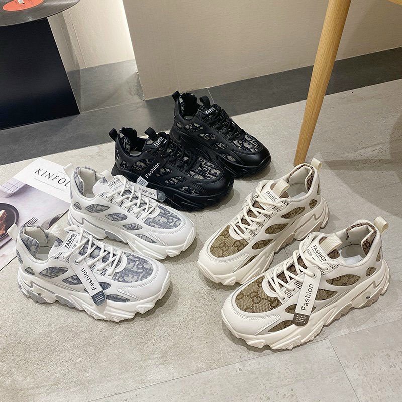 Giày thể thao nữ đế cao thấp cổ , Giày thể thao sneaker nữ GD độn đế thông hơi siêu hot trend | BigBuy360 - bigbuy360.vn