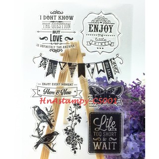 hnastampy CS001 con dấu tem trong suốt seal clear stamp dùng cho handmade scrapbook bộ chữ viết Life is too short