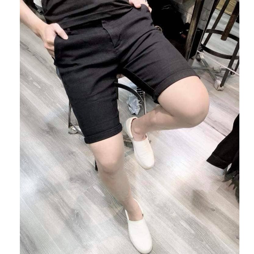Sỉ Quần Short Jean Nam, Quần Đùi Nam Hai Màu Đen Trắng Chất Bò Cao Cấp Form Slimfit