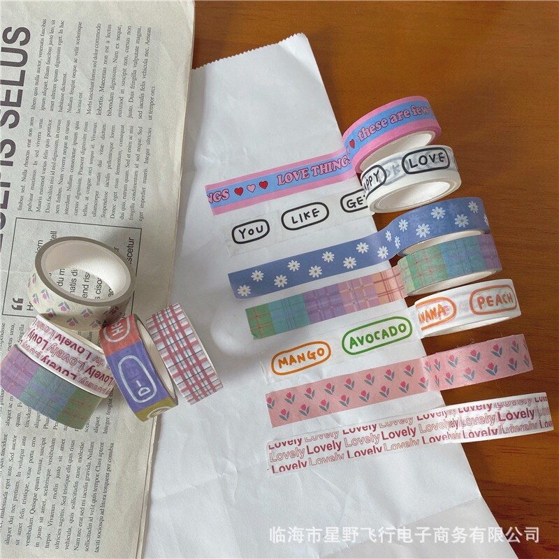 Cuộn băng washi tape dán sổ, ảnh in họa tiết dễ thương (inbox để check mẫu) | Tattyhouse |