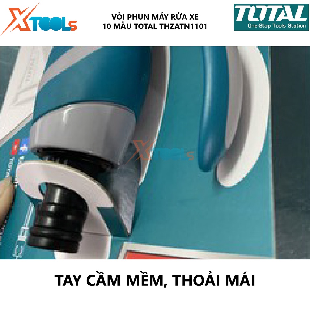Vòi phun máy xịt rửa TOTAL THZATN1101 vòi xịt phun nước 10 tia Kích thước 14*7*18.3cm Chất liệu TPR + ABS + Hợp kim nhôm