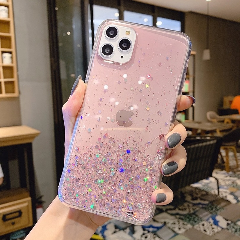 Case Samsung A71 A51 A50S A40S A30S A20S A10S A70 A60 M30 M40 A50 A40 A30 A20 A10 M10 Shine Star Glitter Bling Sequins Transparent Silicone cover Casing