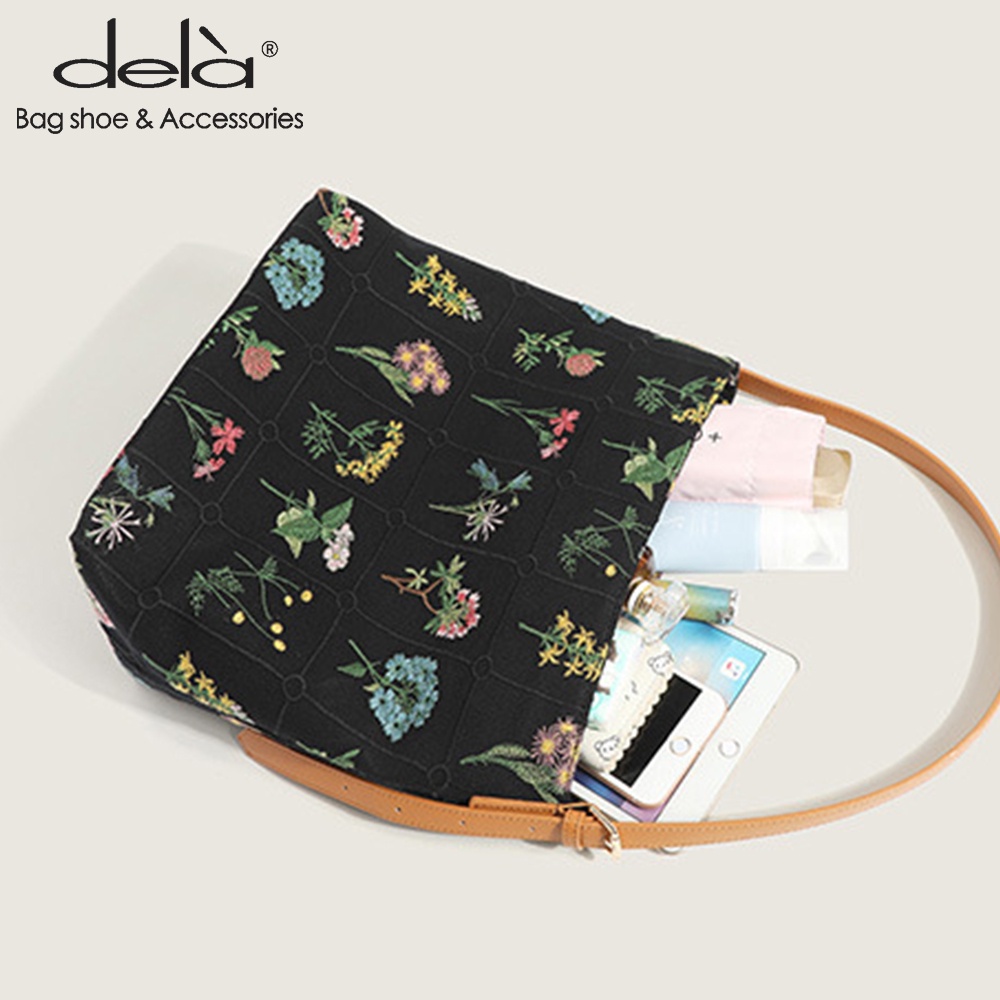 Dela Túi Xách canvas Cỡ Lớn Thêu Họa Tiết Thời Trang Cho Nữ