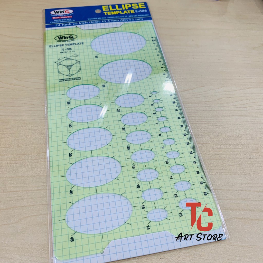 Thước ELLIP, Thước vẽ kỹ thuật, Ellipse Template Ruler E-606