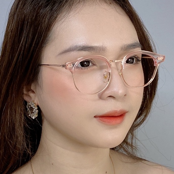 Gọng Kính Cận, Kính Giả Cận Nam Nữ, Mắt Clubmaster Full Đen, Vàng Hồng Hàn Quốc - BLUE LIGHT